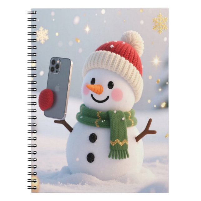 Snowman Selfie Spiral Photo Notebook Notizblock (Vorderseite)