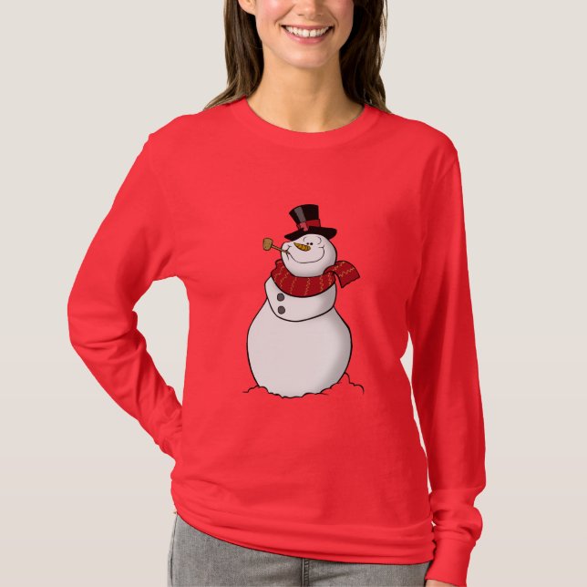 Snowman-Shirt-Rot T-Shirt (Vorderseite)