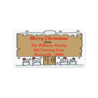 Snowman Signpost Address Label Adressaufkleber