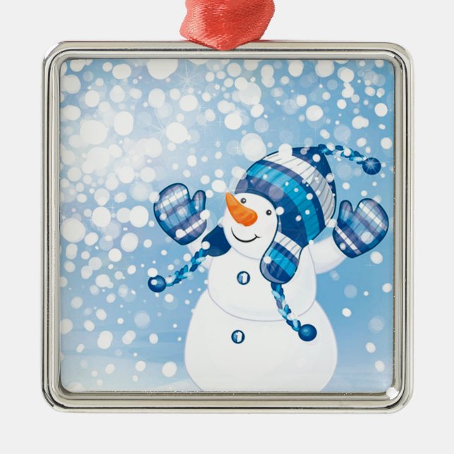 Snowman Silbernes Ornament (Vorne)