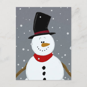 Snowman - Silver Feiertagspostkarte