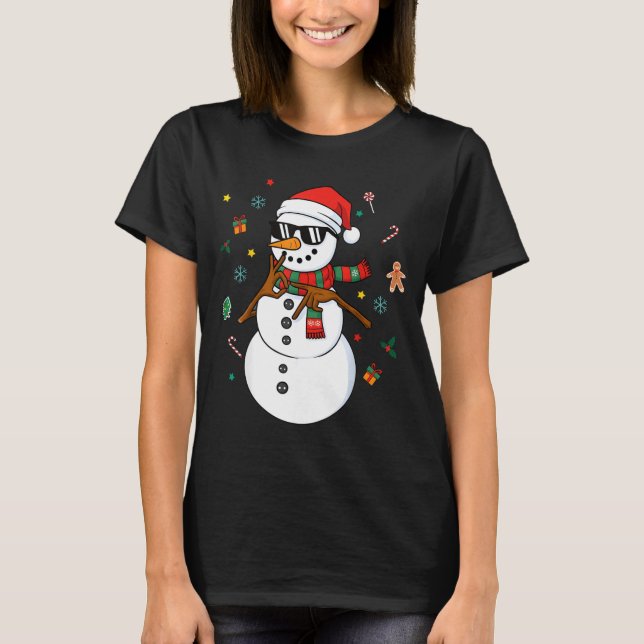Snowman Six Seven Meme Christmas Pajamas 6 And 7 F T-Shirt (Vorderseite)