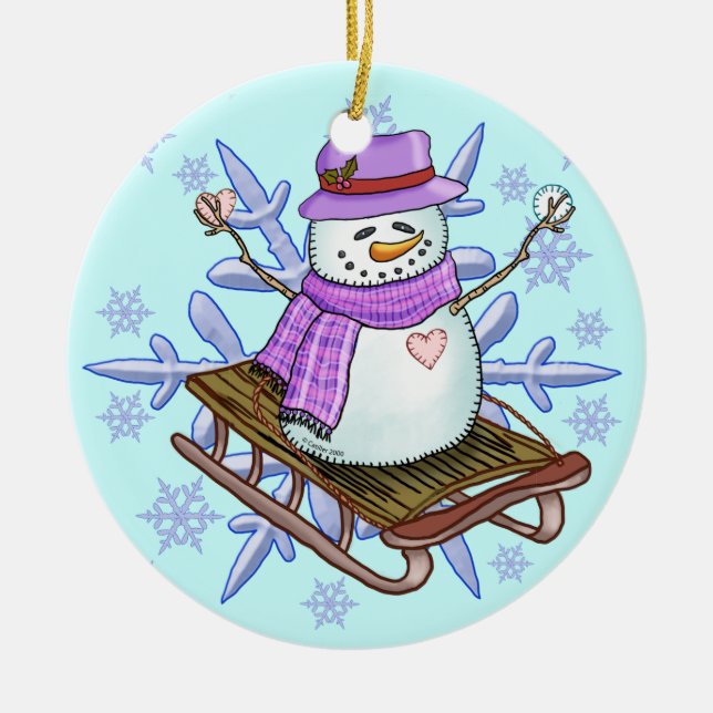 Snowman Sled Ornament (Vorne)