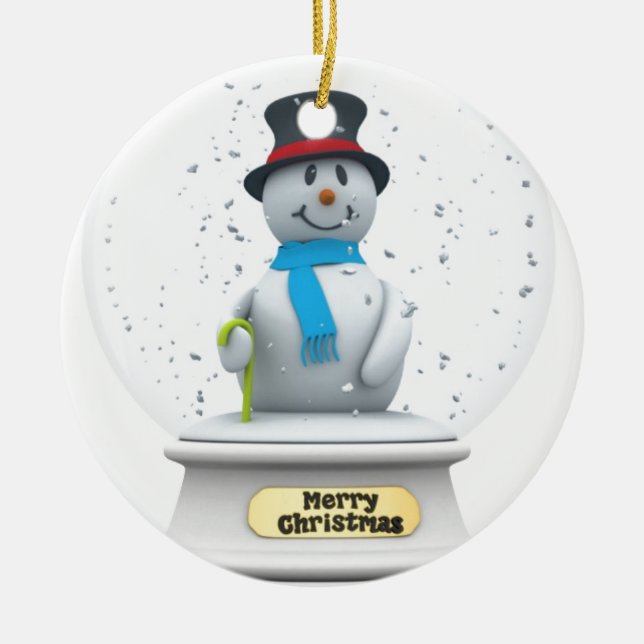Snowman Snow Globe Keramik Ornament (Vorne)