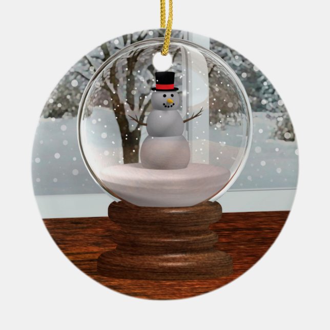 Snowman Snow Globe Keramik Ornament (Vorne)