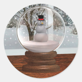 Snowman Snow Globe Runder Aufkleber