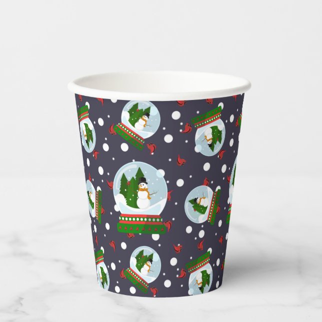 Snowman Snow Globes Pappbecher (Vorderseite)