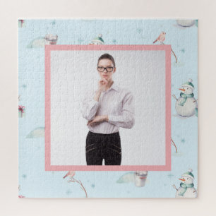Snowman Snowball Gerahmt dein Foto Puzzle