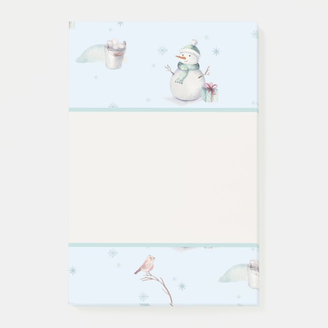 Snowman Snowball Gerahmte Textbox Design Post-it Klebezettel (Vorderseite)
