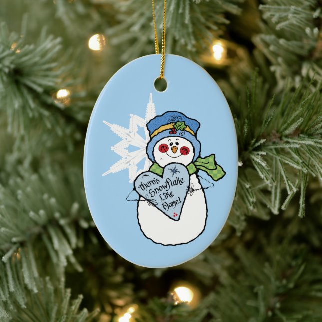 Snowman Snowflake Family Zuhause Blue Weihnachten Keramik Ornament (Baum)