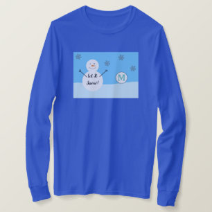 Snowman Snowflake Festivals Winter Custom Monogram T-Shirt