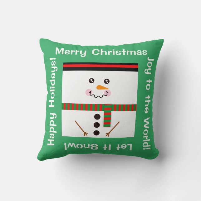 Snowman Snowflake Throw Kissen (Rückseite)