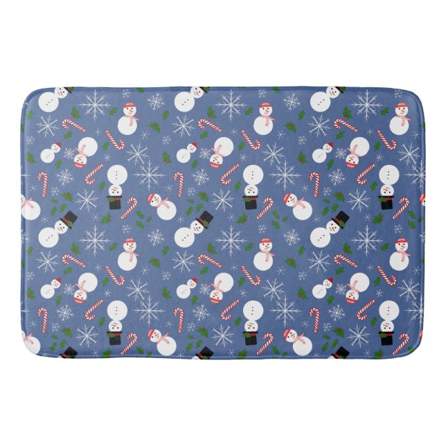 Snowman Snowflake Winterurlaub Bathmat Badematte (Vorderseite)