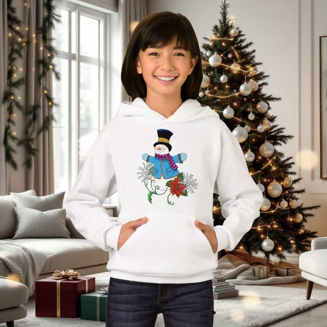 Snowman Snowflakes Poinsettia Hoodie (Von Creator hochgeladen)