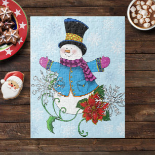 Snowman Snowflakes Poinsettia Puzzle