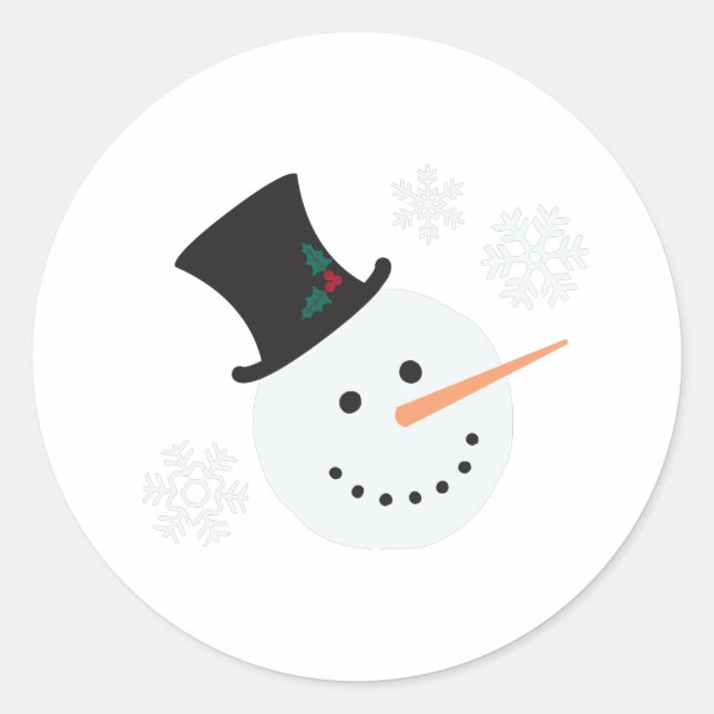 Snowman Snowflakes Runder Aufkleber (Vorderseite)