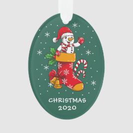 Snowman Snowflakes Weihnachten 2020 Grün Ornament