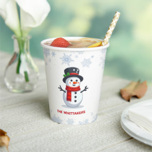 Snowman Snowflakes Winter Personalisierte Papierau Pappbecher