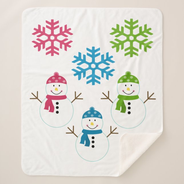 Snowman Snowflakes Winterische Wohngestaltung Nied Sherpadecke (Vorderseite)