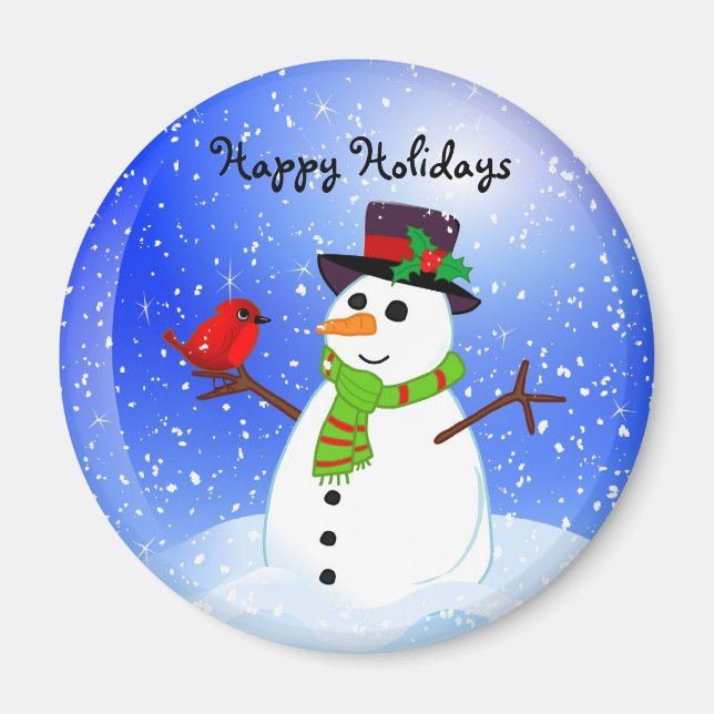 Snowman Snowglobe - Happy Holidays Magnet (Vorne)