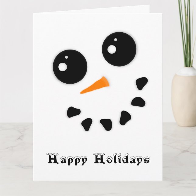 Snowman Snowomen Face Happy Holidays Falted Card Karte (Vorderseite)