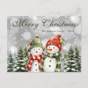 Snowman Snowy Forest Frohe Weihnachten