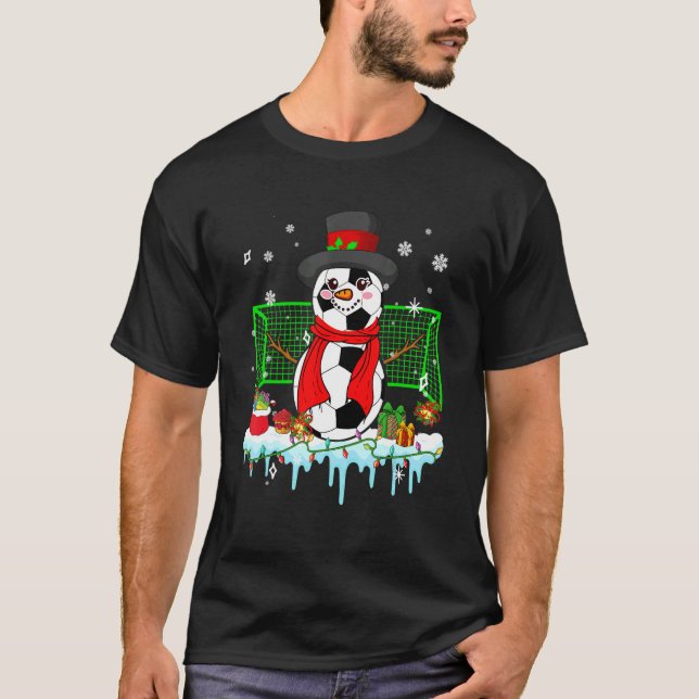 Snowman Soccer Balls Christmas Soccer Player  Fami T-Shirt (Vorderseite)