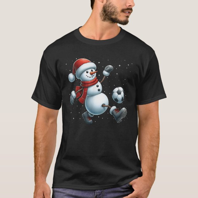 Snowman Soccer Christmas Snow Boys Girls Kinder We T-Shirt (Vorderseite)