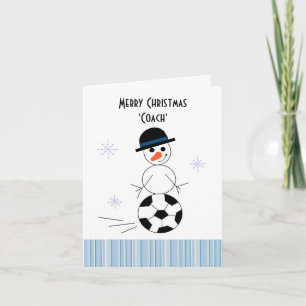 Snowman Soccer Coach Feiertagskarte