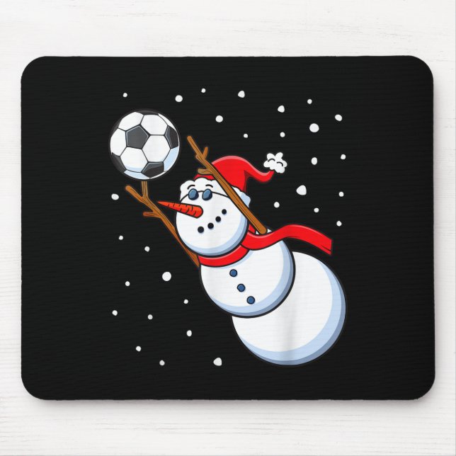 Snowman Soccer Goalie Weihnachtsmannmütze Männer W Mousepad (Vorne)