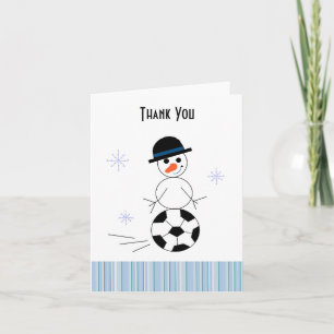 Snowman Soccer Player Danke Karte