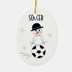 Snowman Soccer Player Keramikornament