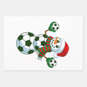 Snowman Soccer Weihnachten Sport Liebhaber Geschenkpapier Set