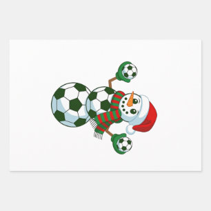Snowman Soccer Weihnachten Sport Liebhaber Geschenkpapier Set