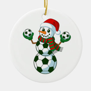 Snowman Soccer Weihnachten Sport Liebhaber Keramik Ornament