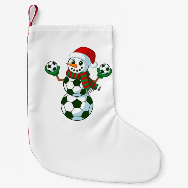 Snowman Soccer Weihnachten Sport Liebhaber Kleiner Weihnachtsstrumpf (Vorderseite)