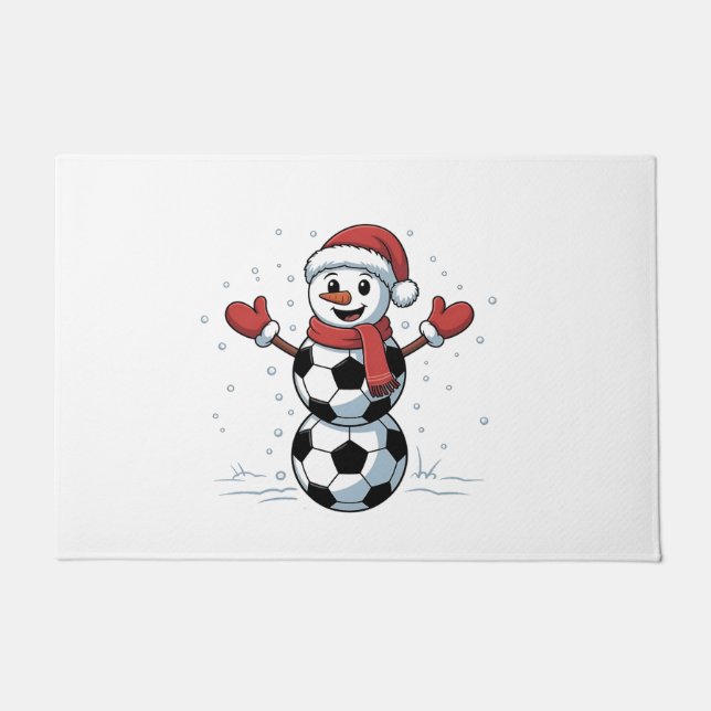 Snowman Soccer Weihnachten Weihnachtsmann Baseball Fußmatte (Vorderseite)