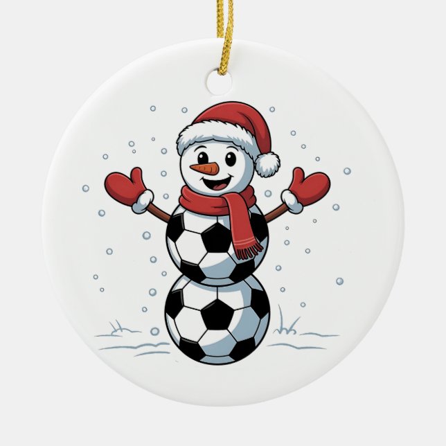 Snowman Soccer Weihnachten Weihnachtsmann Baseball Keramik Ornament (Vorne)