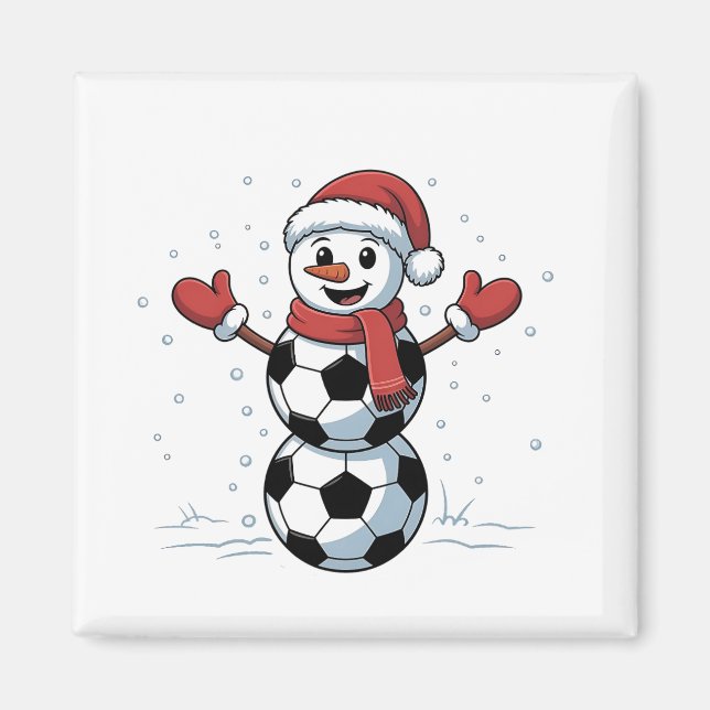 Snowman Soccer Weihnachten Weihnachtsmann Baseball Magnet (Vorne)