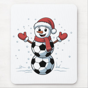 Snowman Soccer Weihnachten Weihnachtsmann Baseball Mousepad