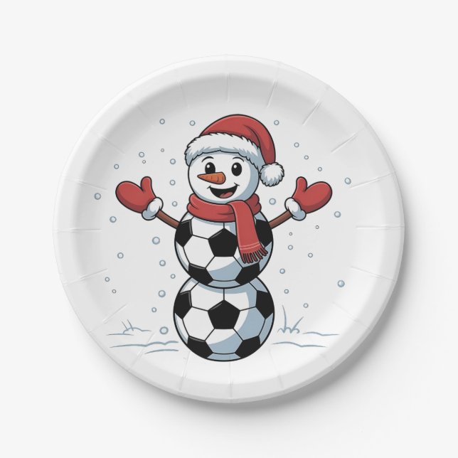 Snowman Soccer Weihnachten Weihnachtsmann Baseball Pappteller (Vorderseite)