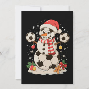 Snowman Soccer Weihnachtsfeiertag Winter Xmas Spor Feiertagskarte