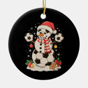Snowman Soccer Weihnachtsfeiertag Winter Xmas Spor Keramik Ornament