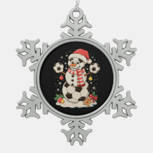 Snowman Soccer Weihnachtsfeiertag Winter Xmas Spor Schneeflocken Zinn-Ornament