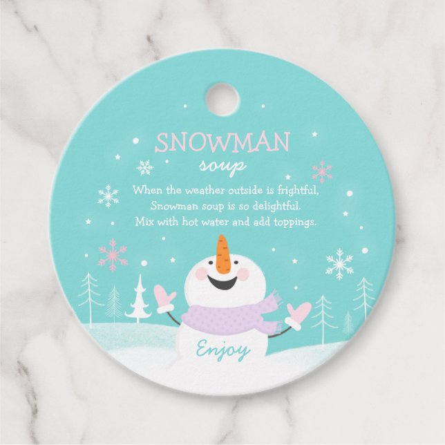Snowman Soup Heiße Schokolade Geschenk Geschenkanhänger (Vorderseite)