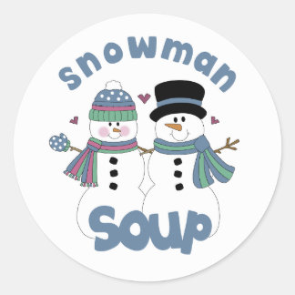 Snowman Soup Label Runder Aufkleber