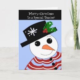 Snowman Special Teacher Weihnachtskarte Feiertagskarte