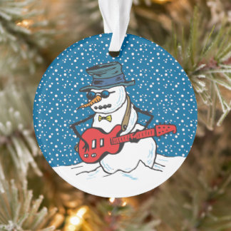 Snowman spielt eine elektrische Gitarre Ornament