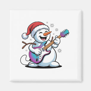 Snowman spielt Gitarre Electric Rock Weihnachten Magnet