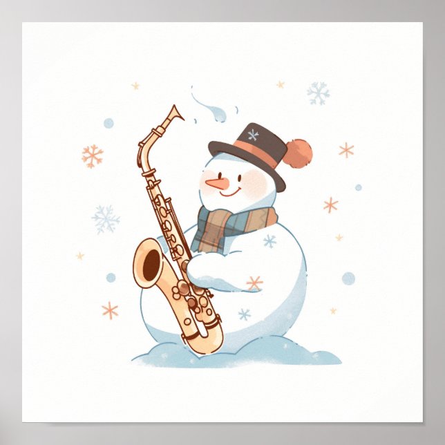 Snowman spielt Saxophon Poster (Vorne)